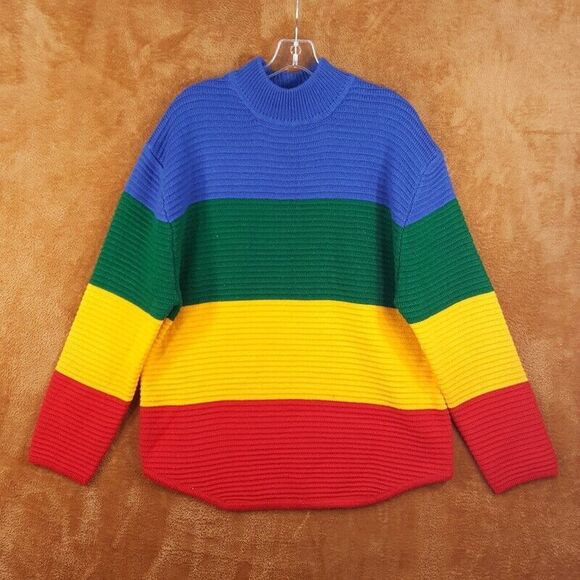 UNIF Womens Sweater Small Rainbow Pullover Turtleneck Chunky Knit Ribbed Crayola - Picture 3 of 8